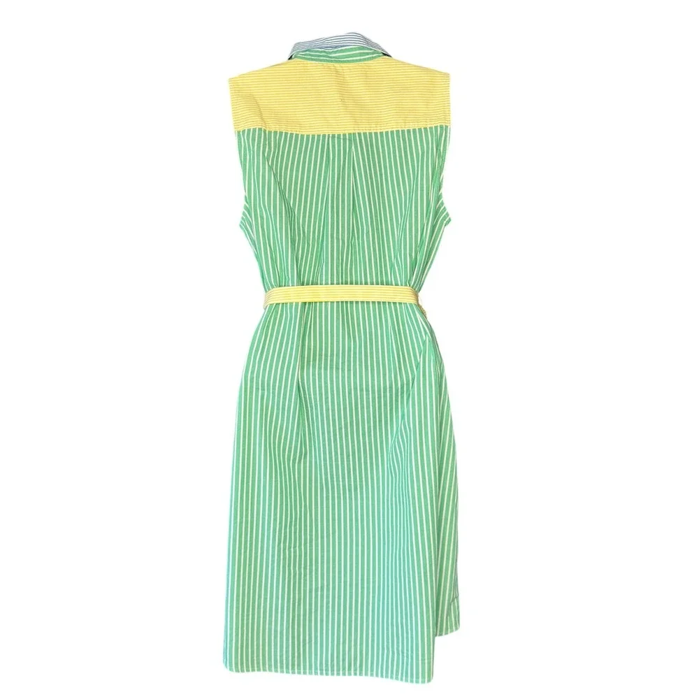 J. Crew Sleeveless Colorblock Shirt Dress in Pastel Blue, Pink & Yellow